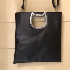 Black and silver cat purse